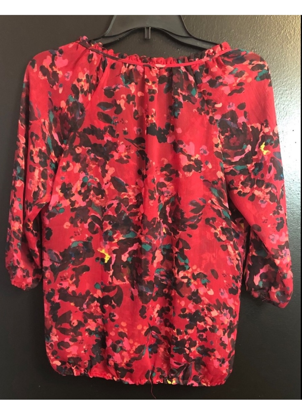 Express Red Multi-Color Floral Peasant Blouse - Picture 2 of 3